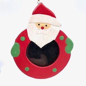hand Carved and Hand Painted Santa Frame Ornament